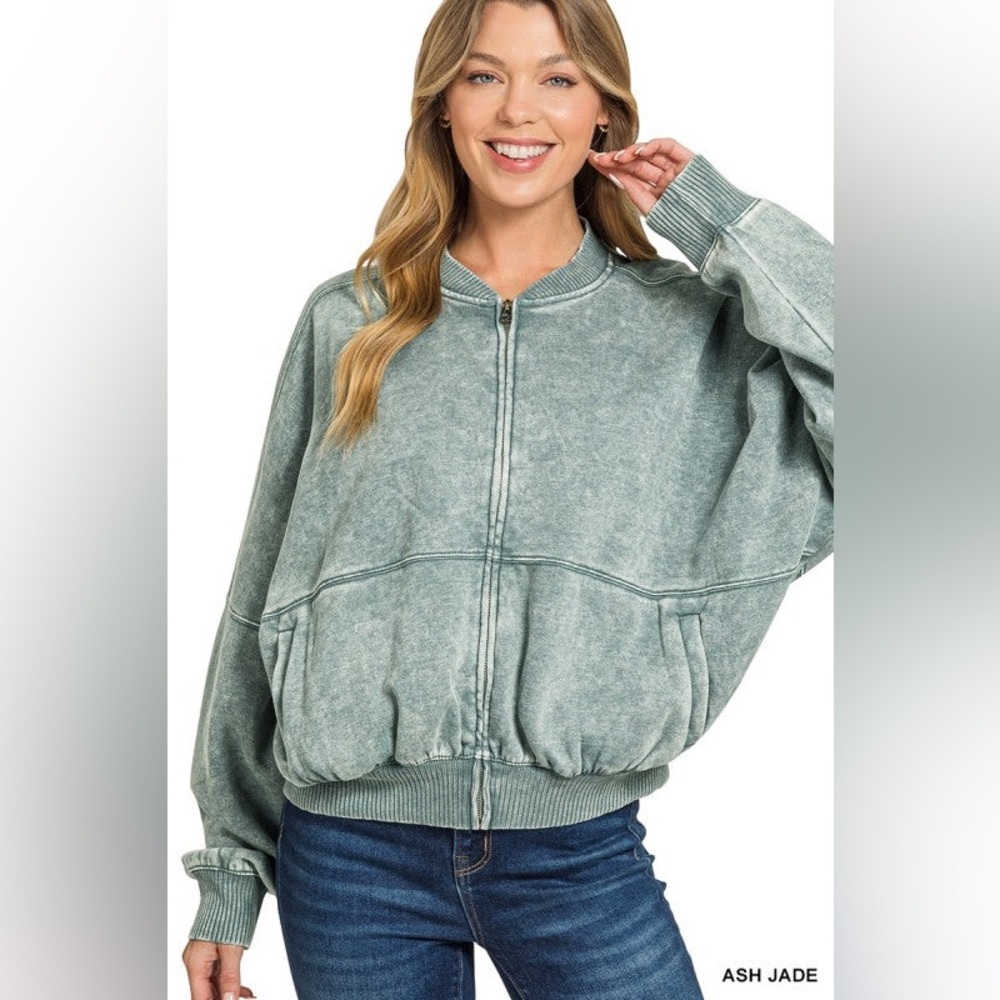 Zanana Acid Washed Fleece Jacket